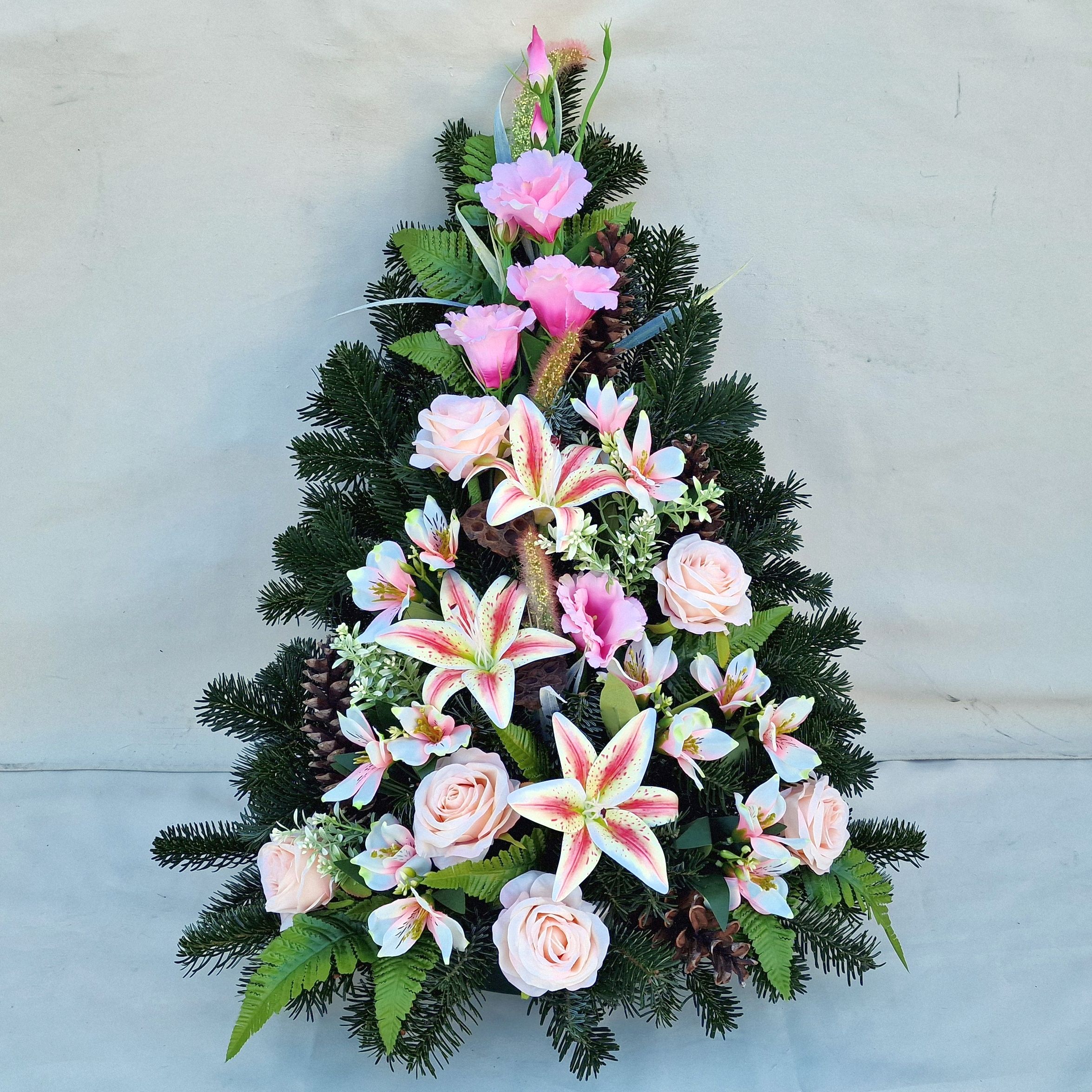 Koszorú - SELYEMVIRÁGOS rózsaszín katedrális